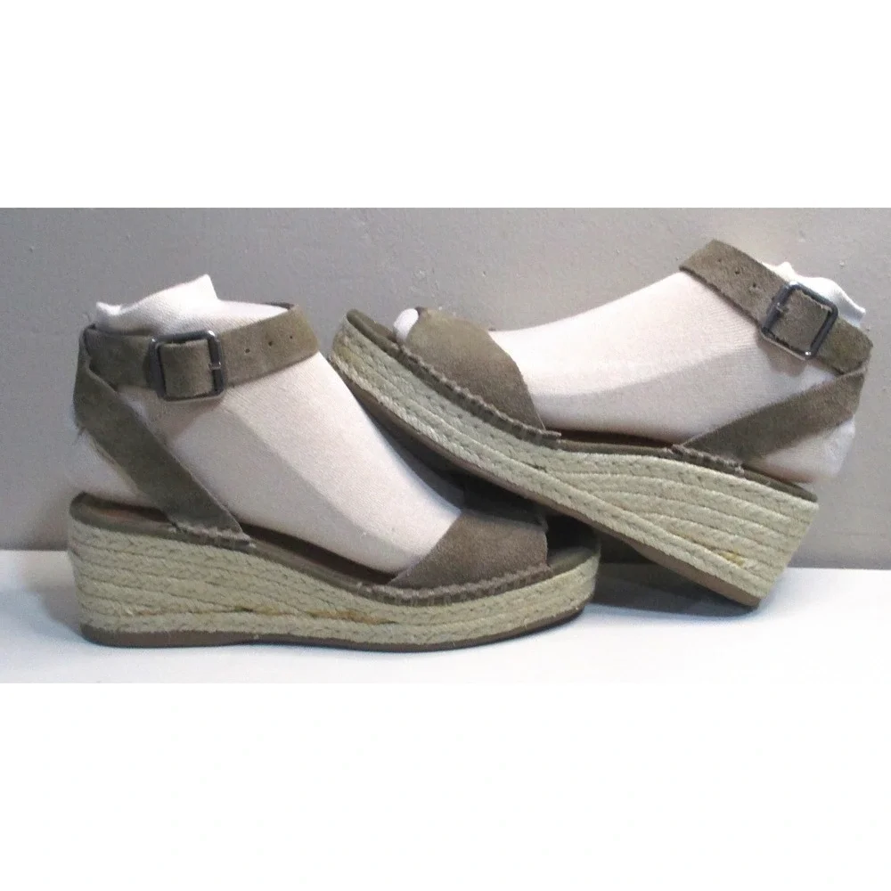 Steve Madden Brown Suede Espadrille Wedge Sandals Ankle Strap Womens 6